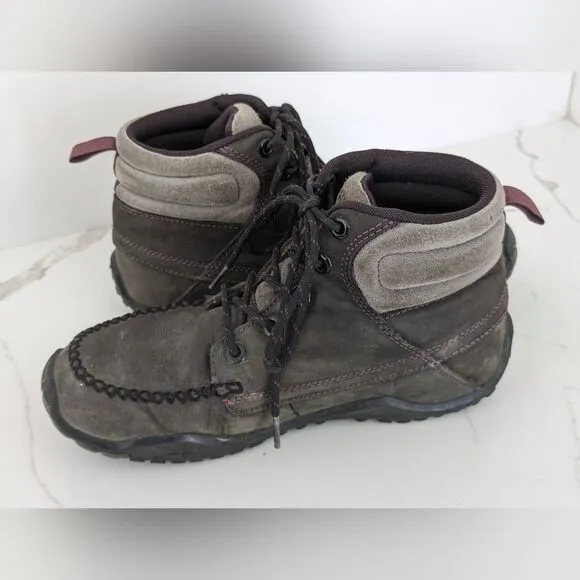 Kuru Quest Women's Hiking Gray leather lace up Boots Mocasine arch support sz 9