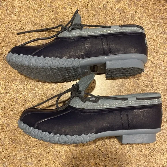 L. L. Bean Blue Leather and Rubber Moccasins Short Boots FM Rain Duck Boots