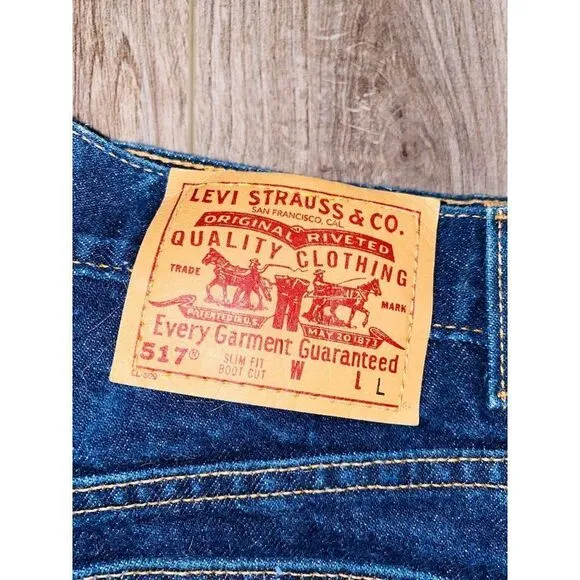 L1 vintage levis womens jean bootcut flare 517 size 6 8 USA long high waist