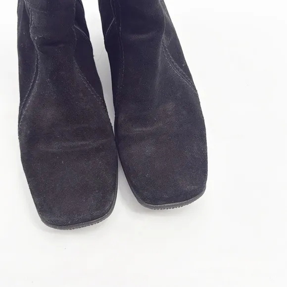 La Canadienne Suede Wedge Black Boots size 8