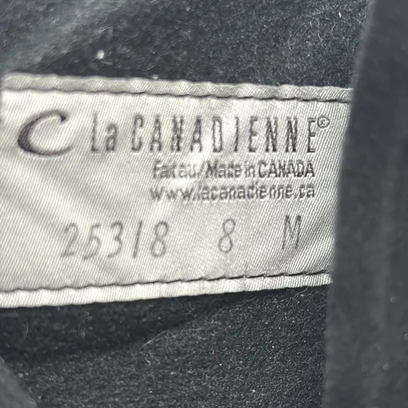 La Canadienne Suede Wedge Black Boots size 8