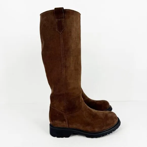 La Canadienne Womens Hollie Tall Boots US 7 M Brown Suede Wool Lined NWOB