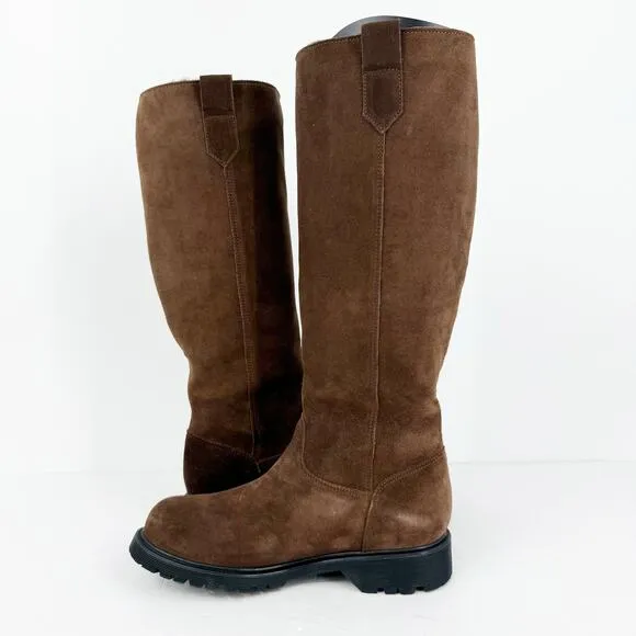 La Canadienne Womens Hollie Tall Boots US 7 M Brown Suede Wool Lined NWOB