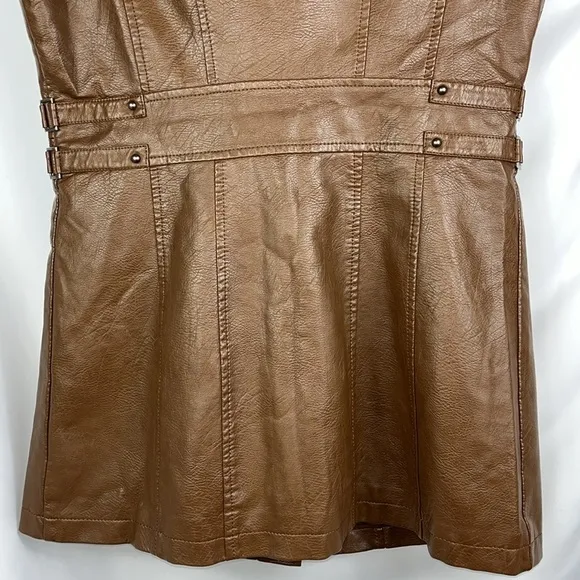 LA Coalition faux leather/fur vest jacket nutmeg color Sz L