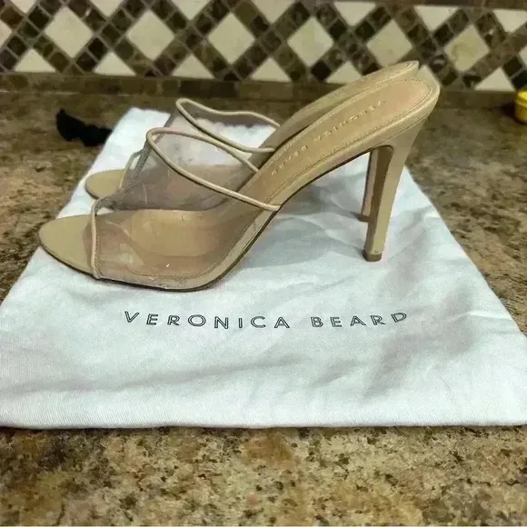 Ladies Veronica Beard Kathleen 2 Nude Translucent Stiletto Heeled Sandals Size 9