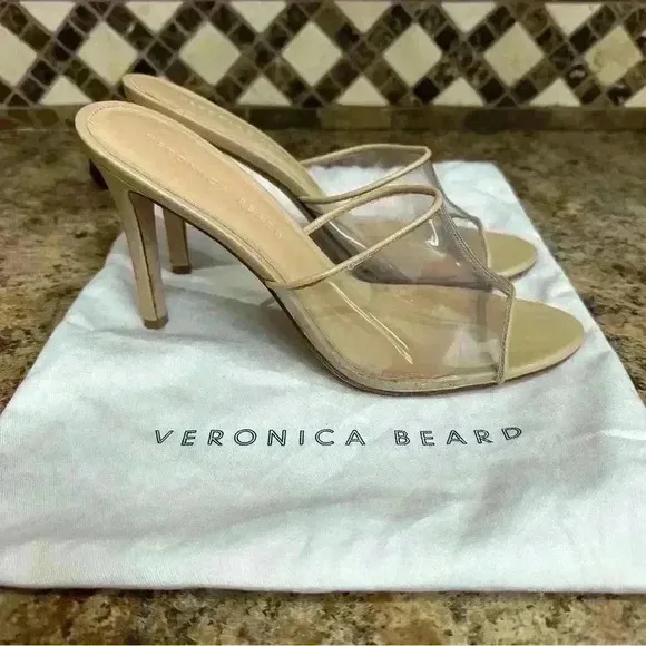Ladies Veronica Beard Kathleen 2 Nude Translucent Stiletto Heeled Sandals Size 9