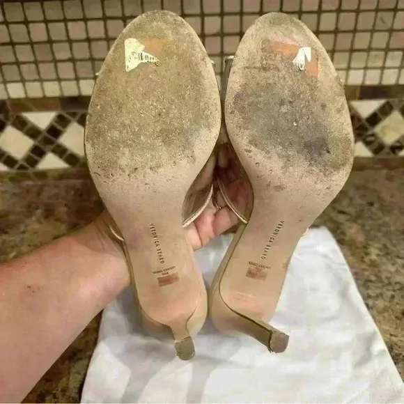 Ladies Veronica Beard Kathleen 2 Nude Translucent Stiletto Heeled Sandals Size 9