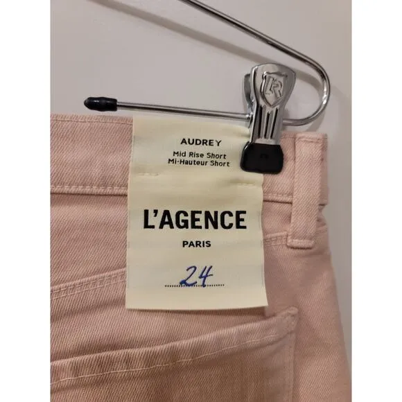 L'AGENCE Audrey Mid Rise Pink Jean Short