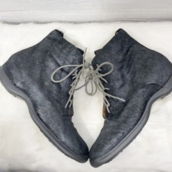 L'AMOUR DES PIEDS Adelvina Calf Hair Boot Sneaker Black Leather size 10M