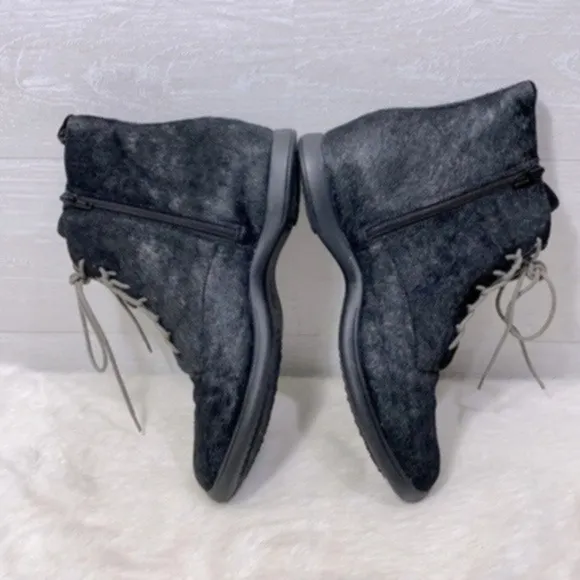 L'AMOUR DES PIEDS Adelvina Calf Hair Boot Sneaker Black Leather size 10M