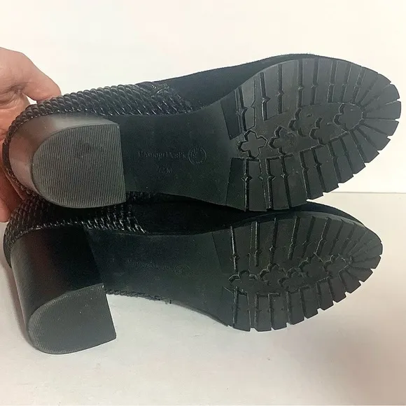 L’Amour Des Pieds Leather Ankle Boots Booties Suede Stacked Heel Black Webberley