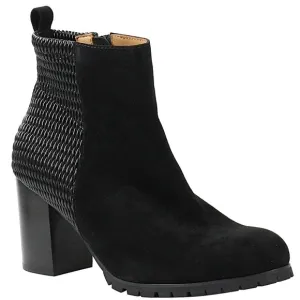 L’Amour Des Pieds Leather Ankle Boots Booties Suede Stacked Heel Black Webberley