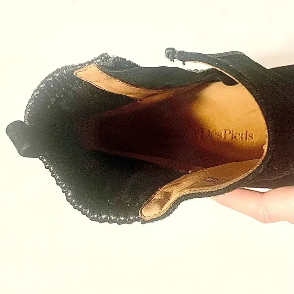 L’Amour Des Pieds Leather Ankle Boots Booties Suede Stacked Heel Black Webberley