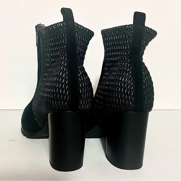 L’Amour Des Pieds Leather Ankle Boots Booties Suede Stacked Heel Black Webberley