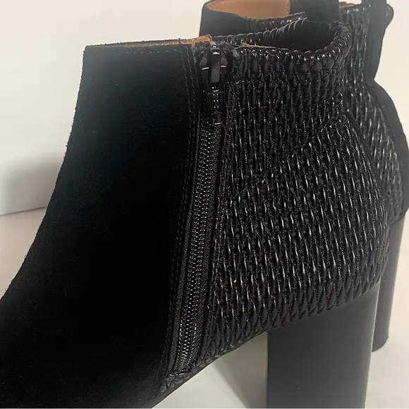 L’Amour Des Pieds Leather Ankle Boots Booties Suede Stacked Heel Black Webberley