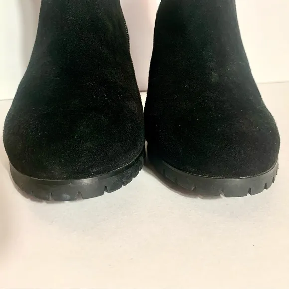 L’Amour Des Pieds Leather Ankle Boots Booties Suede Stacked Heel Black Webberley