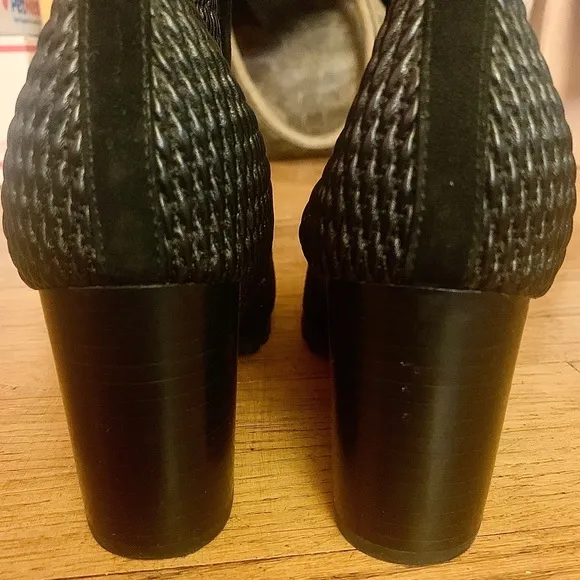 L’Amour Des Pieds Leather Ankle Boots Booties Suede Stacked Heel Black Webberley
