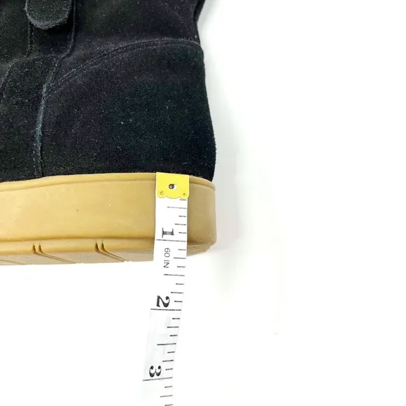 Lands' End Mendota Suede Faux Fur Lined Boots. Black. Size 9