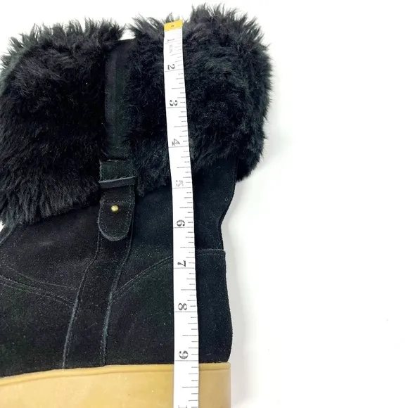 Lands' End Mendota Suede Faux Fur Lined Boots. Black. Size 9