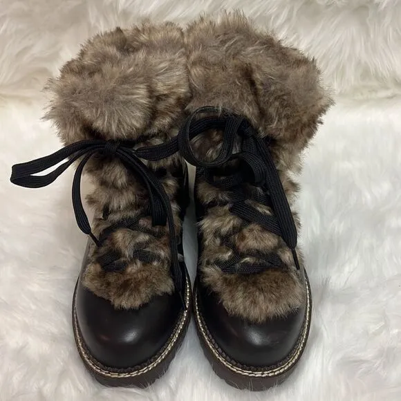 Lands End Womens 477938 Faux Fur Lined Cuff Boots Fisherman Core D20