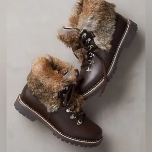 Lands End Womens 477938 Faux Fur Lined Cuff Boots Fisherman Core D20
