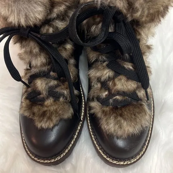 Lands End Womens 477938 Faux Fur Lined Cuff Boots Fisherman Core D20