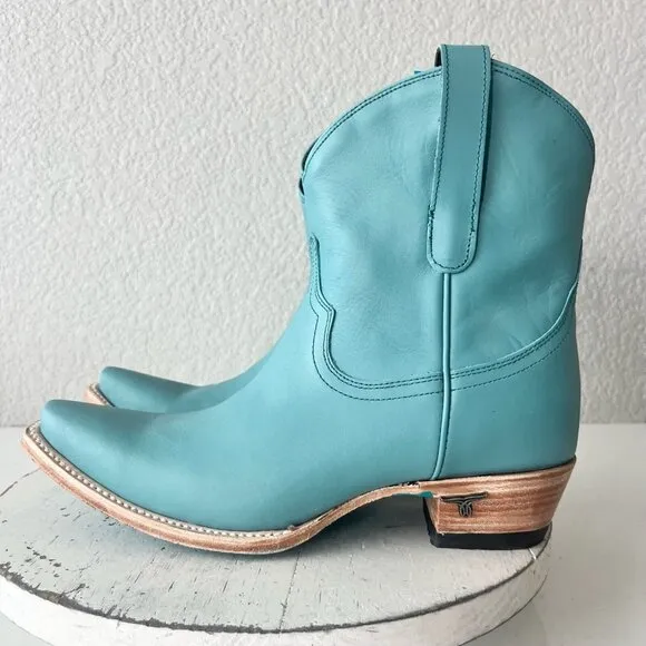 Lane EMMA JANE Womens Cowboy Bootie 8.5 Turquoise Leather Western Cowgirl Boots