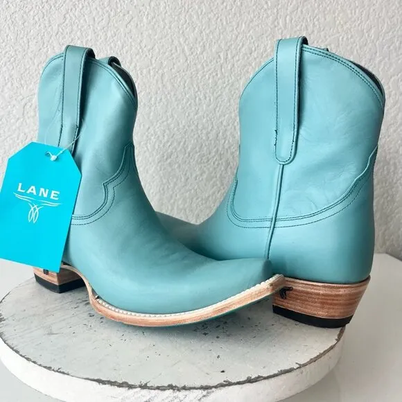 Lane EMMA JANE Womens Cowboy Bootie 8.5 Turquoise Leather Western Cowgirl Boots