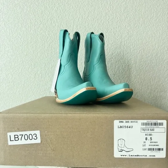 Lane EMMA JANE Womens Cowboy Bootie 8.5 Turquoise Leather Western Cowgirl Boots