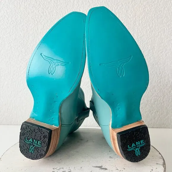 Lane EMMA JANE Womens Cowboy Bootie 8.5 Turquoise Leather Western Cowgirl Boots