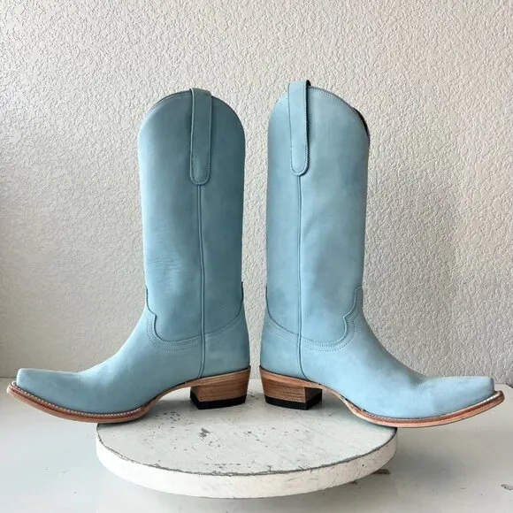 Lane EMMA JANE Womens Cowboy Boots 6.5 Western Light Blue Cowgirl Mid Calf Tall