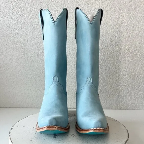 Lane EMMA JANE Womens Cowboy Boots 6.5 Western Light Blue Cowgirl Mid Calf Tall