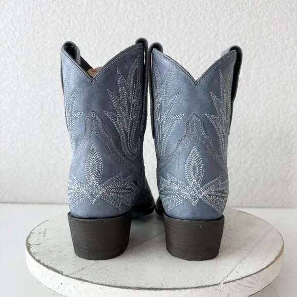 Lane LEXINGTON Womens Cowboy Bootie 6 Western Blue Leather Cowgirl Boots Short