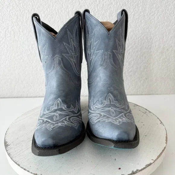 Lane LEXINGTON Womens Cowboy Bootie 6 Western Blue Leather Cowgirl Boots Short