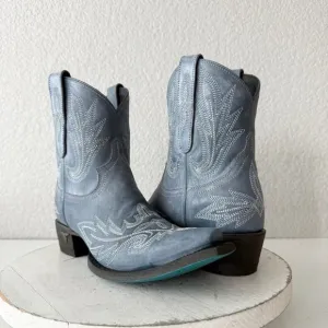 Lane LEXINGTON Womens Cowboy Bootie 6 Western Blue Leather Cowgirl Boots Short
