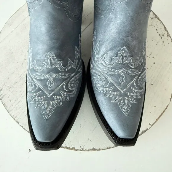 Lane LEXINGTON Womens Cowboy Bootie 6 Western Blue Leather Cowgirl Boots Short