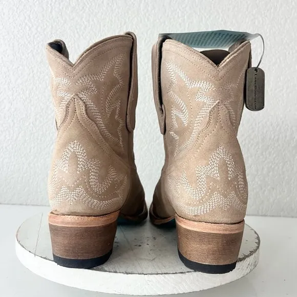Lane LEXINGTON Womens Cowboy Bootie 9 Latte Suede Western Cowgirl Short Boots