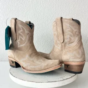 Lane LEXINGTON Womens Cowboy Bootie 9 Latte Suede Western Cowgirl Short Boots