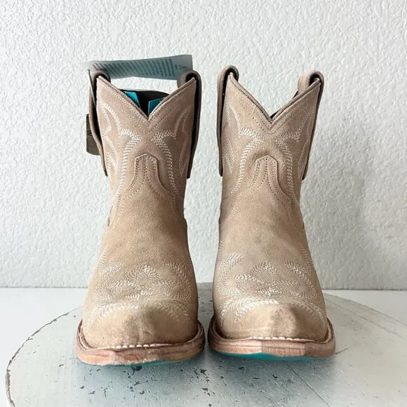 Lane LEXINGTON Womens Cowboy Bootie 9 Latte Suede Western Cowgirl Short Boots