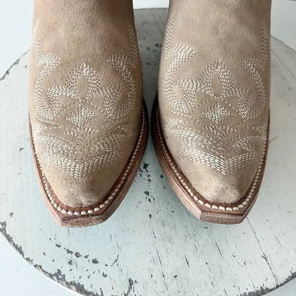 Lane LEXINGTON Womens Cowboy Bootie 9 Latte Suede Western Cowgirl Short Boots