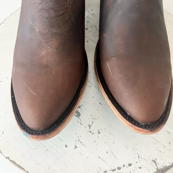 Lane Plain Jane Mule Womens 10 Brown Leather Cowboy Boots Short Western Cowgirl