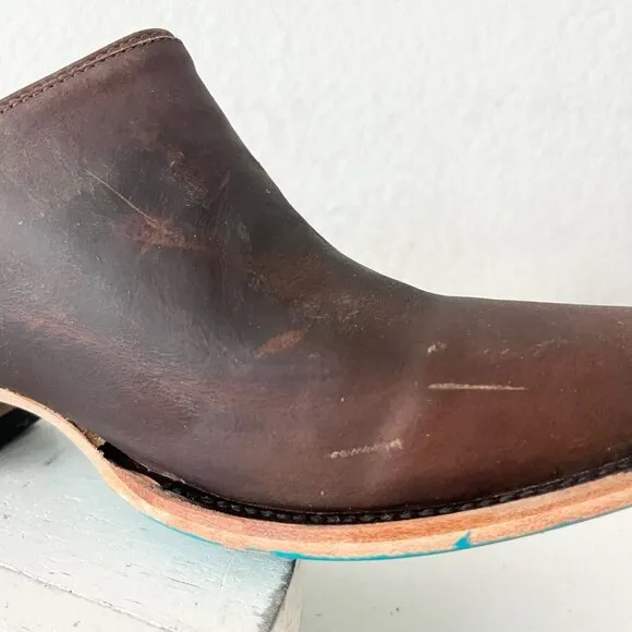 Lane Plain Jane Mule Womens 10 Brown Leather Cowboy Boots Short Western Cowgirl