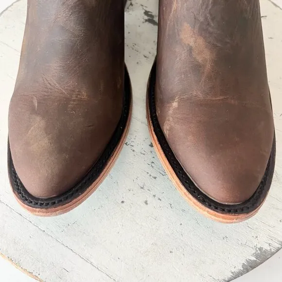 Lane Plain Jane Mule Womens 7.5 Brown Leather Cowboy Boots Short Western Cowgirl