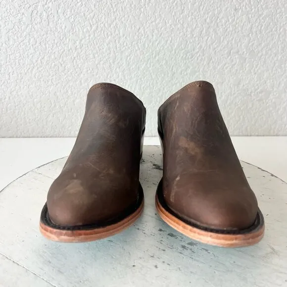 Lane Plain Jane Mule Womens 7.5 Brown Leather Cowboy Boots Short Western Cowgirl