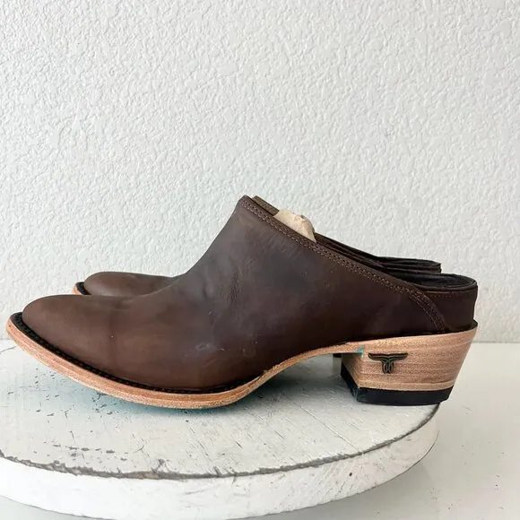 Lane Plain Jane Mule Womens 9.5 Brown Leather Cowboy Boots Short Western Cowgirl