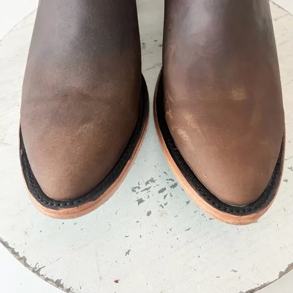 Lane Plain Jane Mule Womens 9.5 Brown Leather Cowboy Boots Short Western Cowgirl