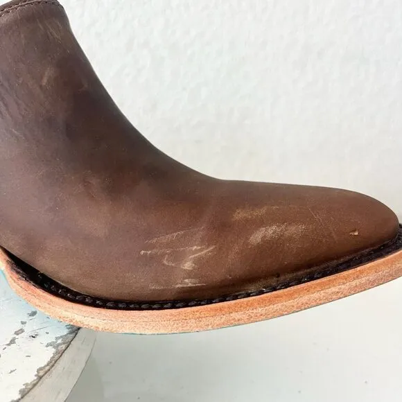 Lane Plain Jane Mule Womens 9.5 Brown Leather Cowboy Boots Short Western Cowgirl