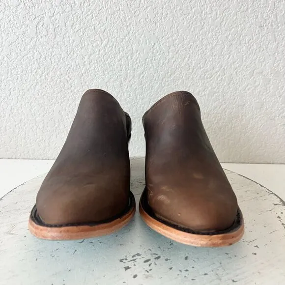 Lane Plain Jane Mule Womens 9.5 Brown Leather Cowboy Boots Short Western Cowgirl