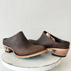 Lane Plain Jane Mule Womens 9.5 Brown Leather Cowboy Boots Short Western Cowgirl