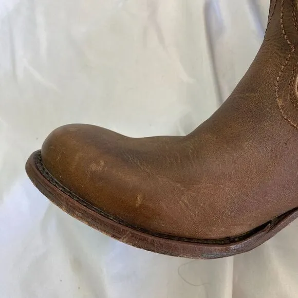 Lane PLAIN JANE PJ Brown Cowboy Boots Booties Size 6 Short Leather Western Ankle